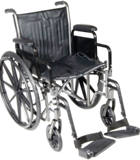 Wheelchair Dual Axle  standard Carbon steel frame 18" Mckesson - Black,  up to 300 lbs.