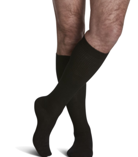 SIGVARIS Men's Casual Cotton 186 Calf High Compression Socks 15-20mmHg - Black